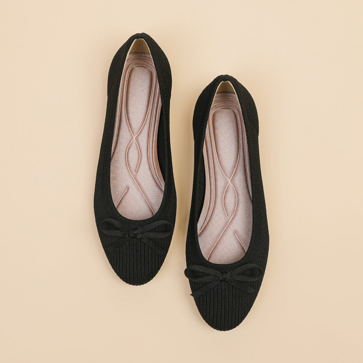 リボン付き カジュアル フラットシューズ