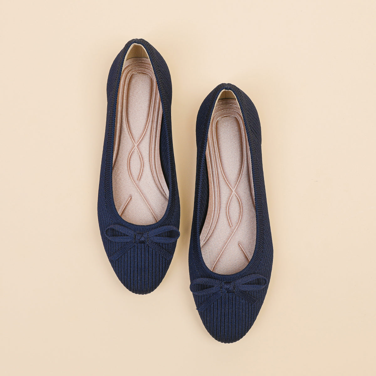 リボン付き カジュアル フラットシューズ