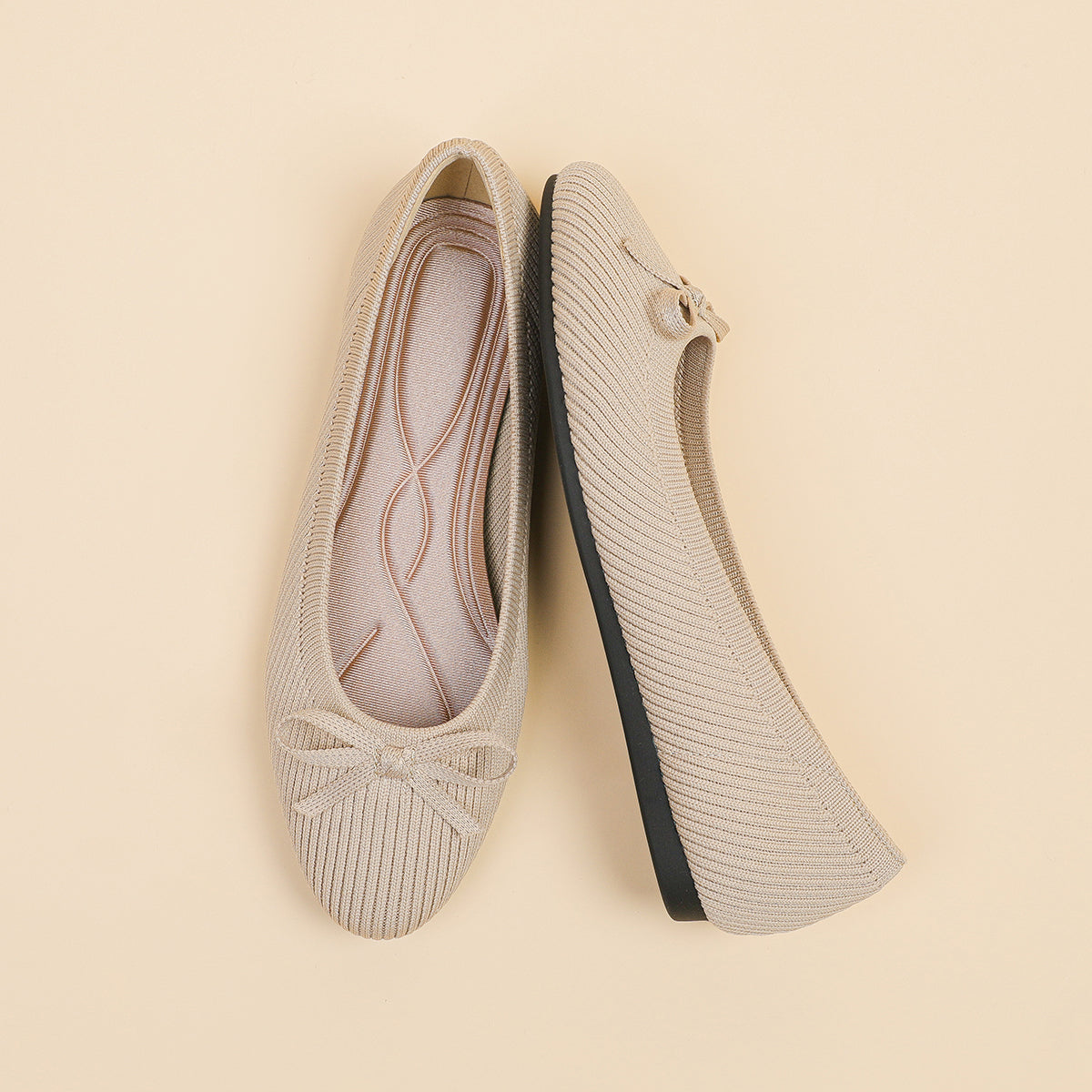 リボン付き カジュアル フラットシューズ