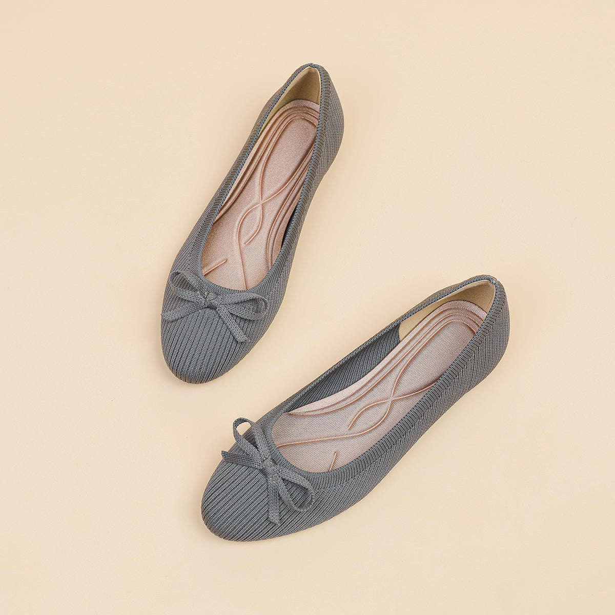 リボン付き カジュアル フラットシューズ