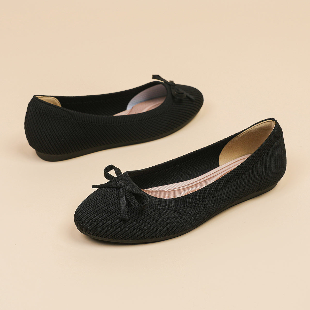 リボン付き カジュアル フラットシューズ