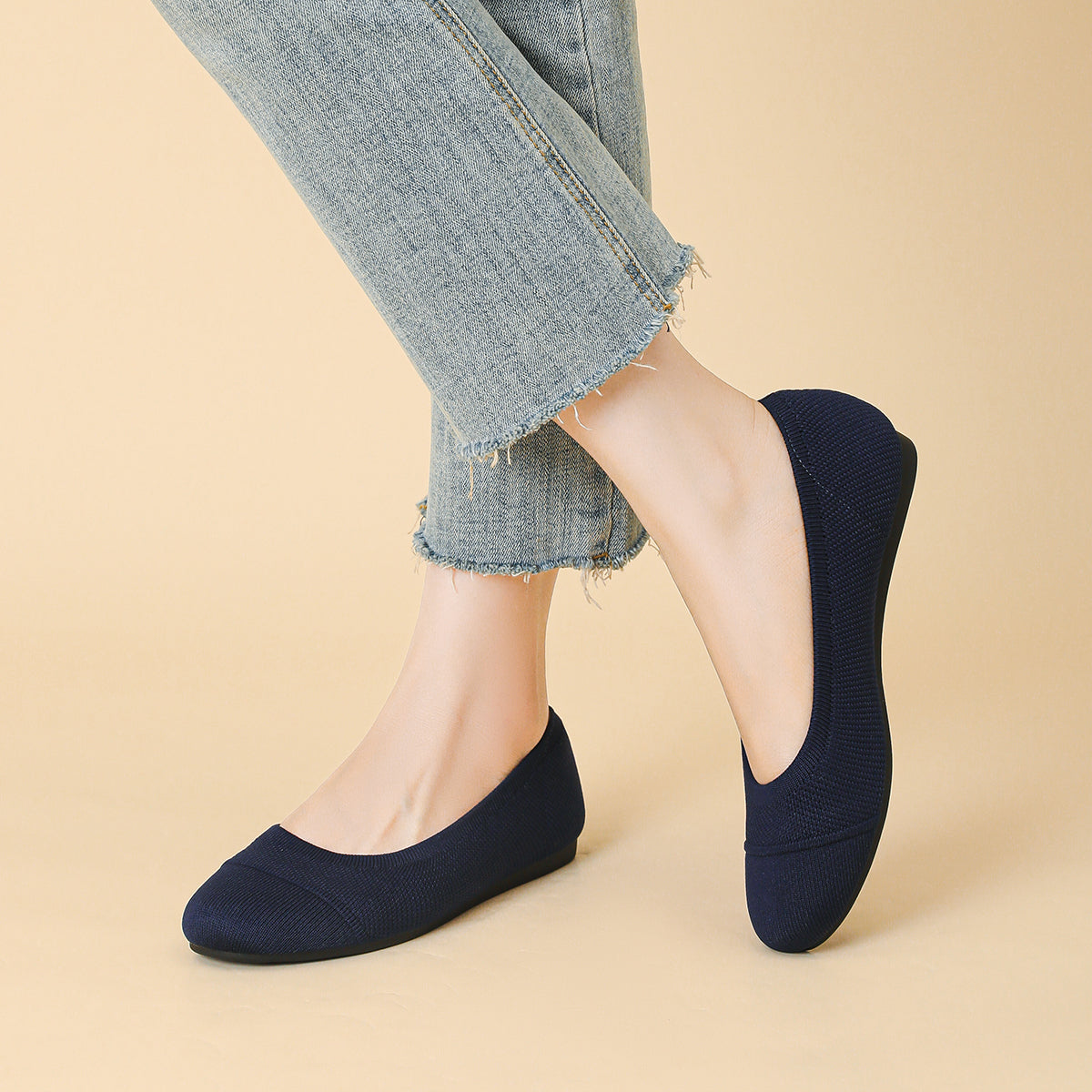 ラウンドトゥ 浅口 カジュアル フラットシューズ