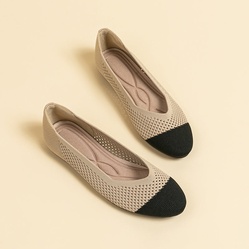 ラウンドトゥ メッシュデザイン ソフトソール フラットシューズ