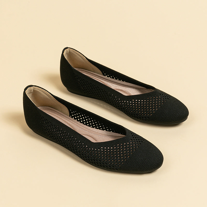 ラウンドトゥ メッシュデザイン ソフトソール フラットシューズ