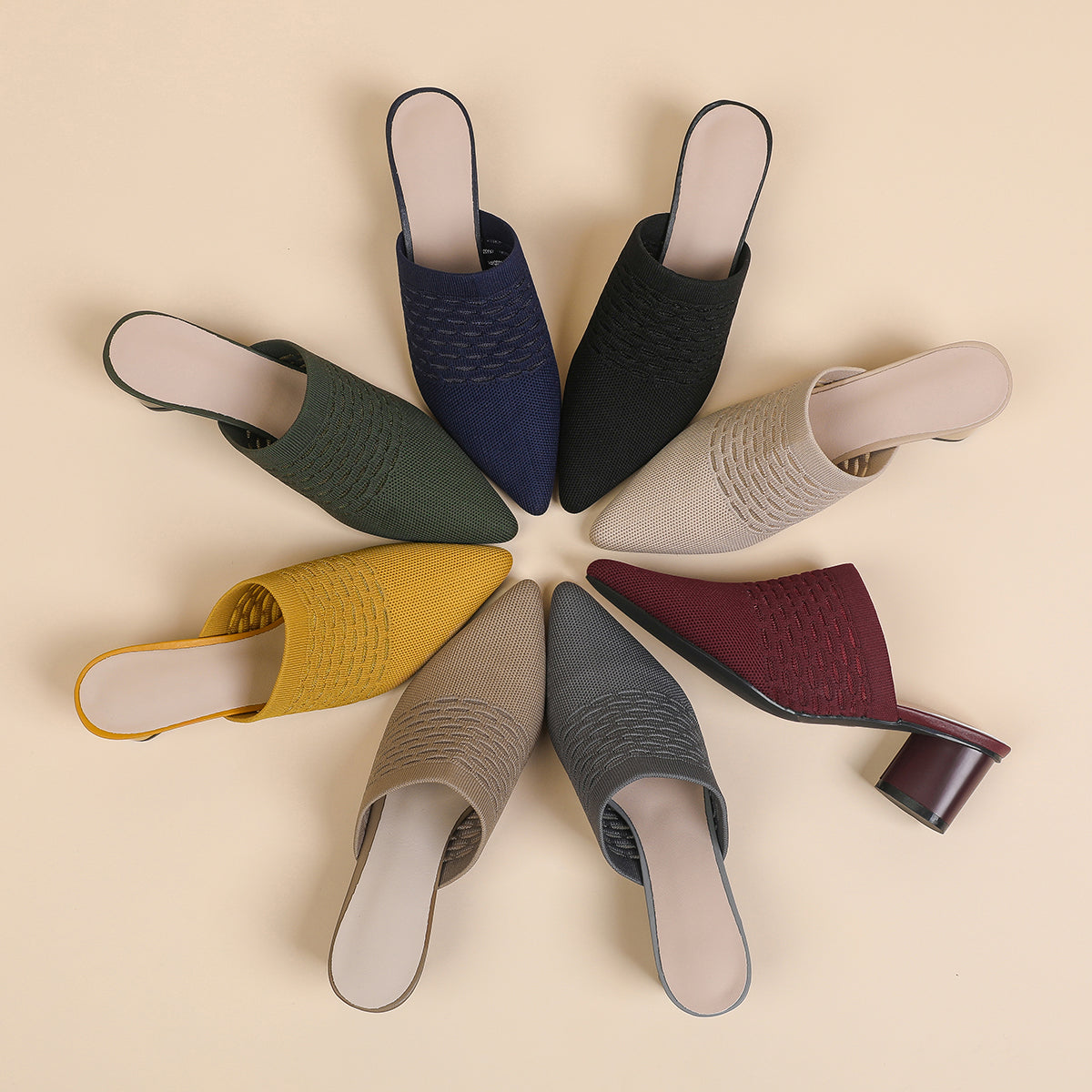 尖頭包頭 5cmチャンキーヒール サンダル