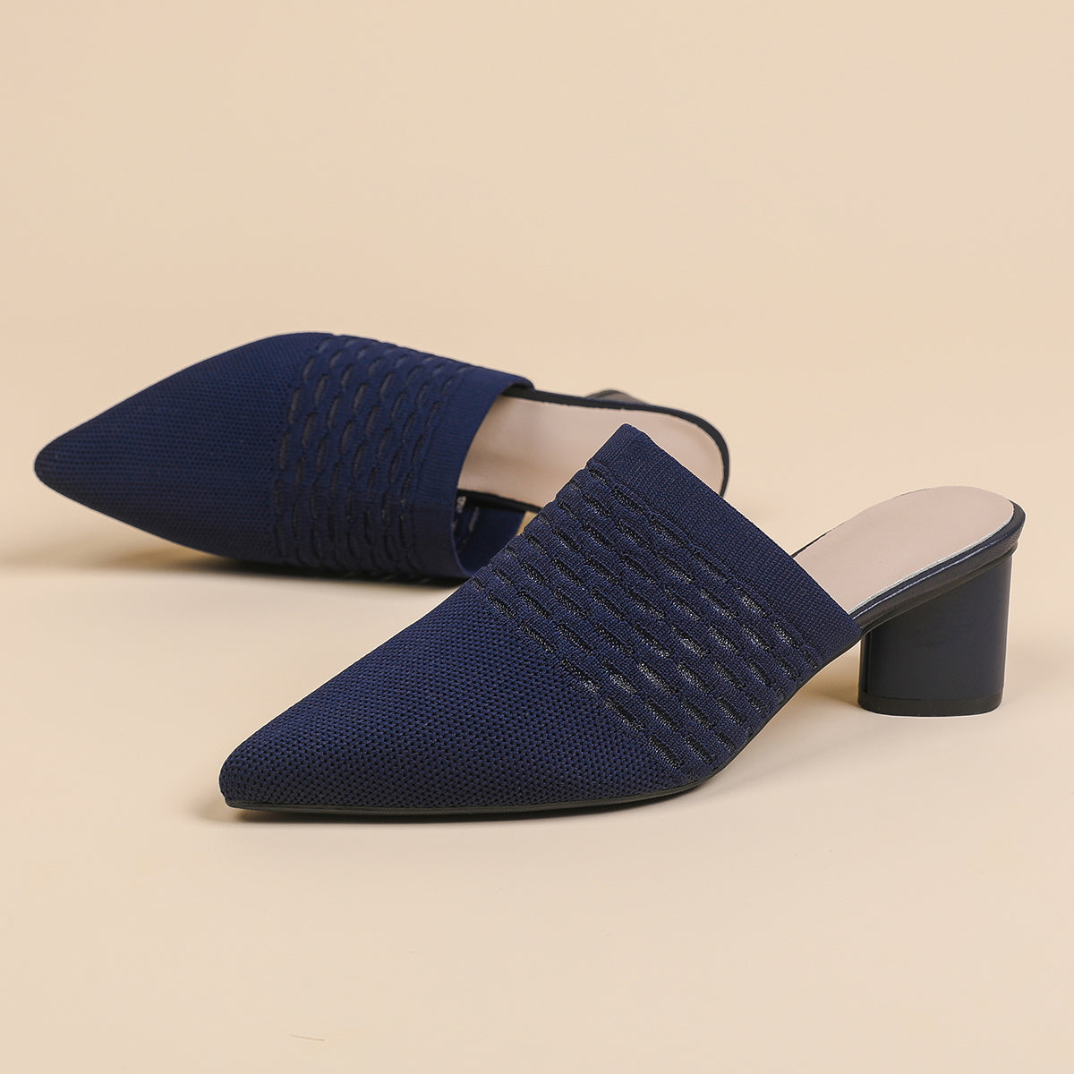 尖頭包頭 5cmチャンキーヒール サンダル