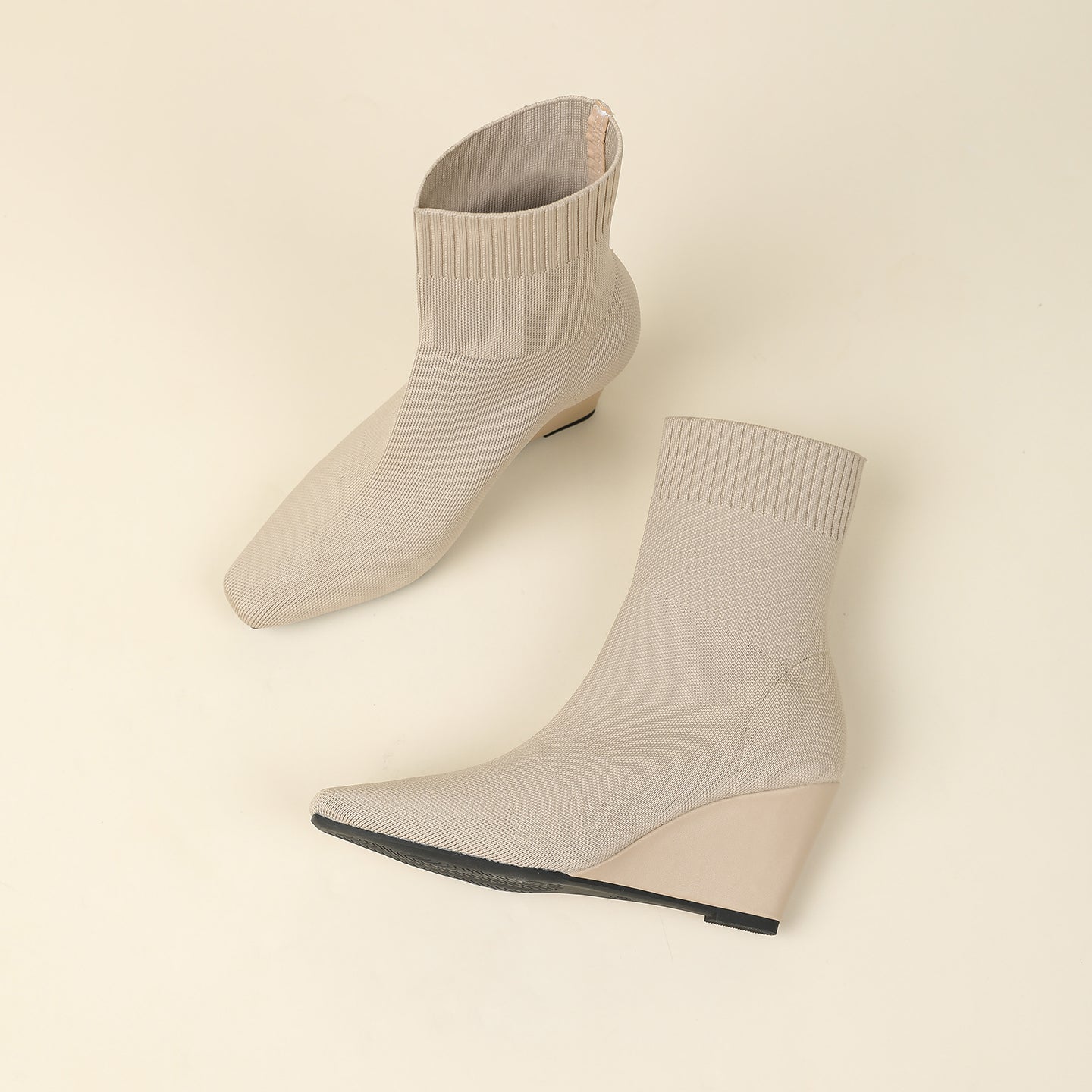 スクエアトゥウェッジショートブーツ