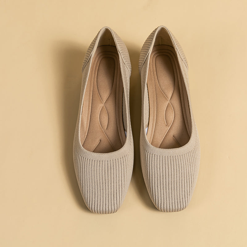 方頭王妃シューズ 太ヒールパンプス 4cmミドルヒール