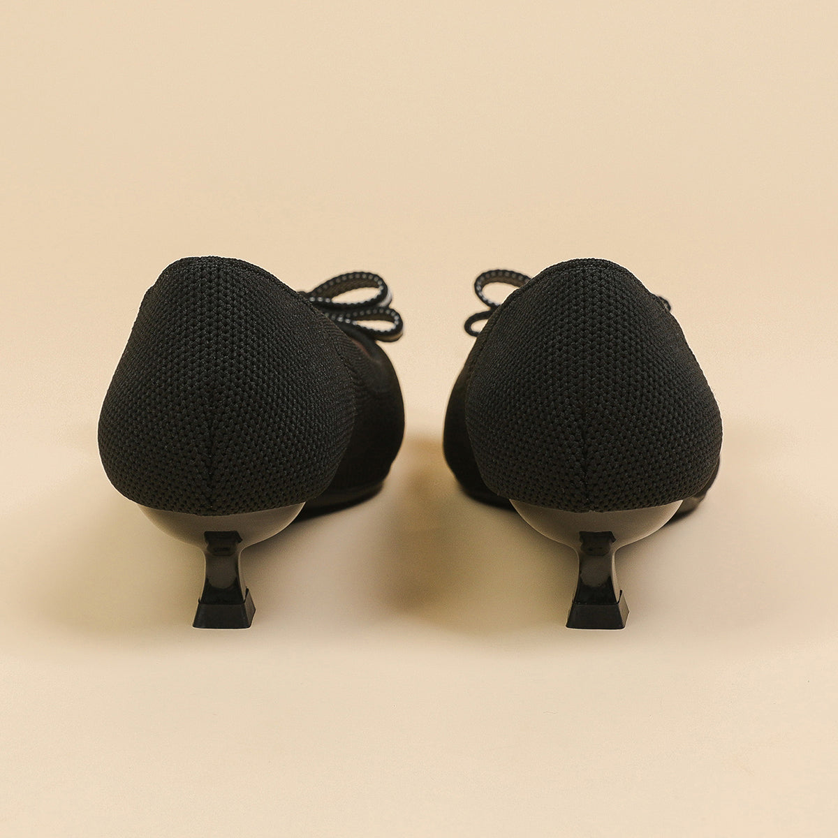 リボン付き 4cmキトゥンヒール パンプス