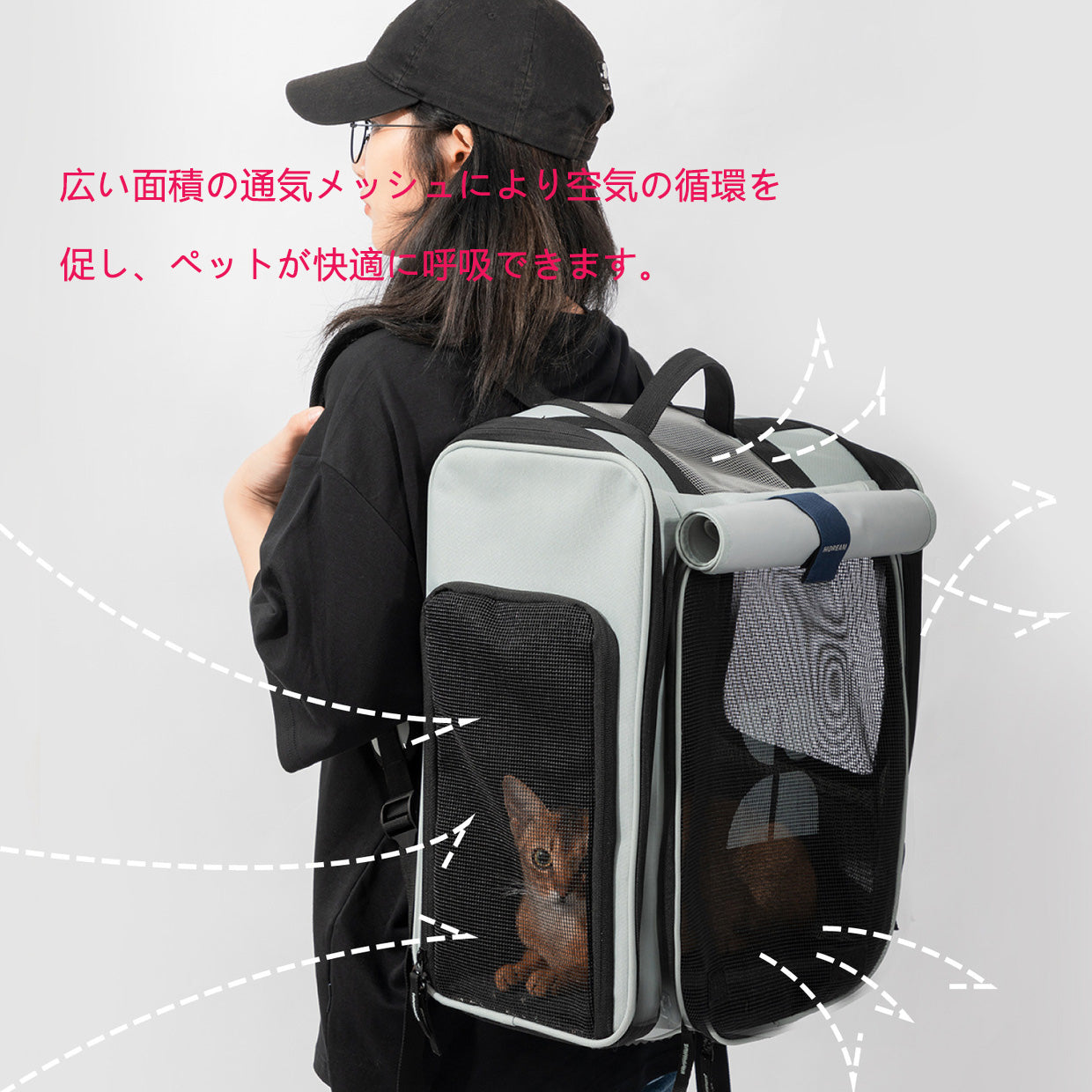 大容量ペットキャリーバックパック｜拡張対応・通気設計