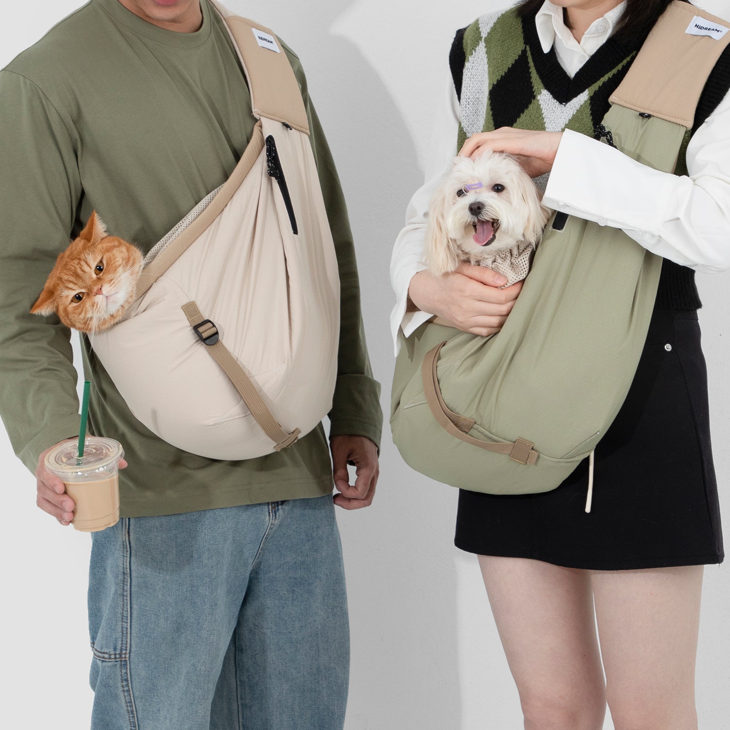 ペット用抱っこスリングバッグ｜広々設計・調節可能タイプ