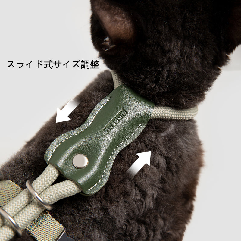 レザー丸紐 猫用ハーネス＆リードセット｜軽量55g・首回り調整可能