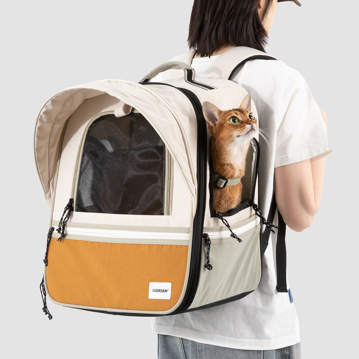 犬猫用 ペットリュック｜大窓メッシュ・通気性・折りたたみサンシェード付き