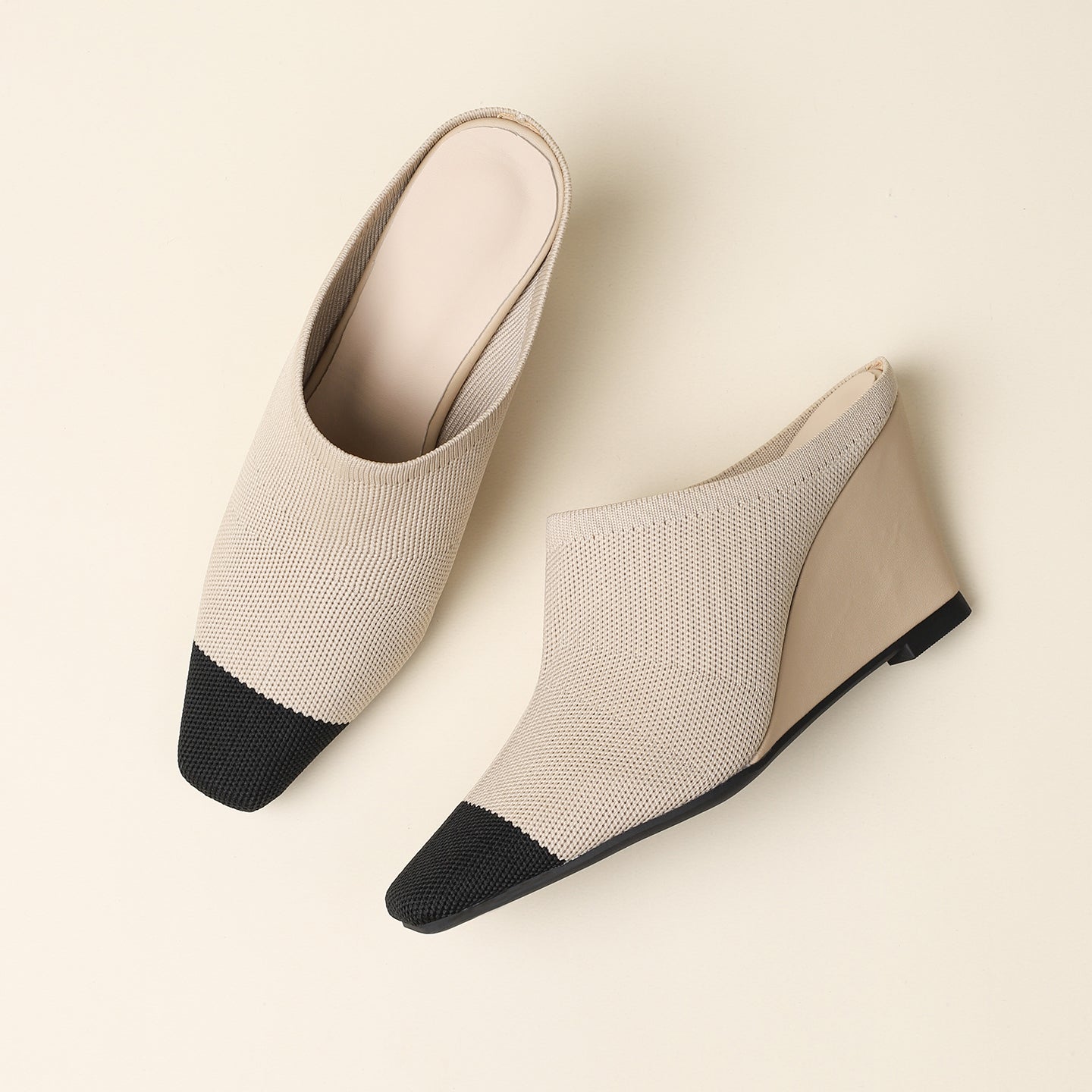 バックレスミュールサンダル ウェッジヒール レディース