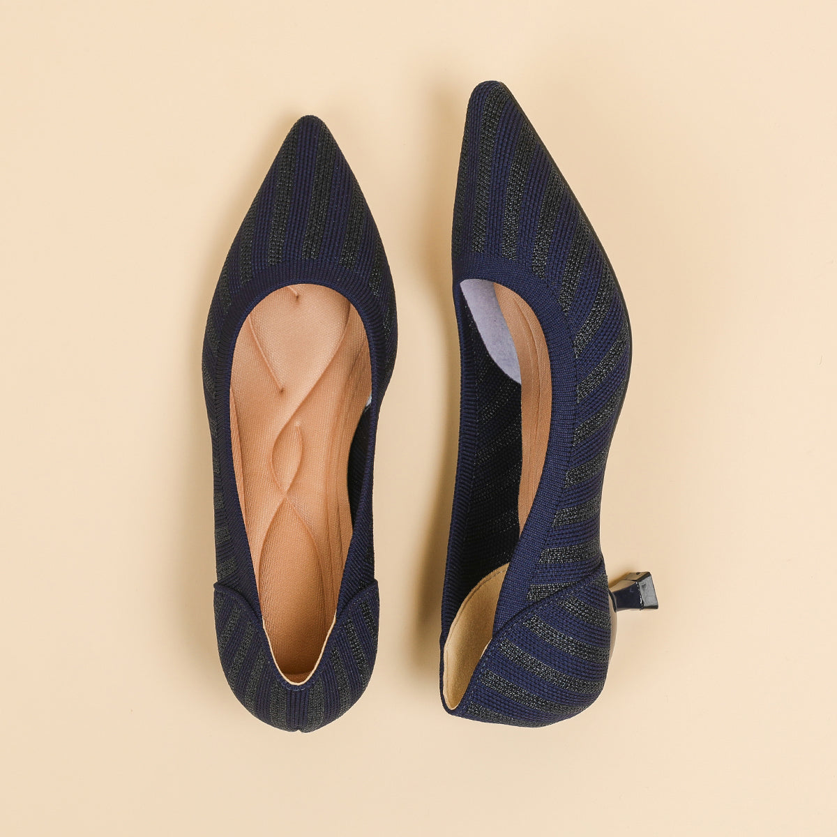 尖頭浅口 4cmキトゥンヒール パンプス