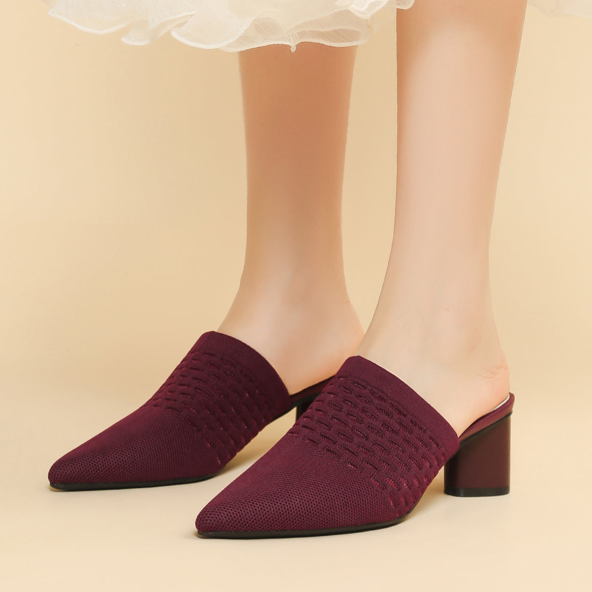 尖頭包頭 5cmチャンキーヒール サンダル