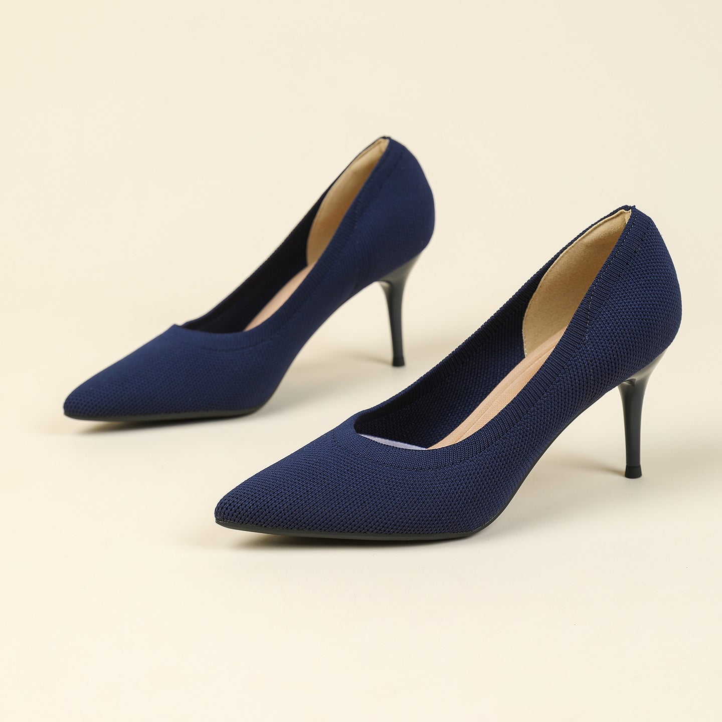 尖頭浅口スティレットヒールパンプス 7.5cmヒール