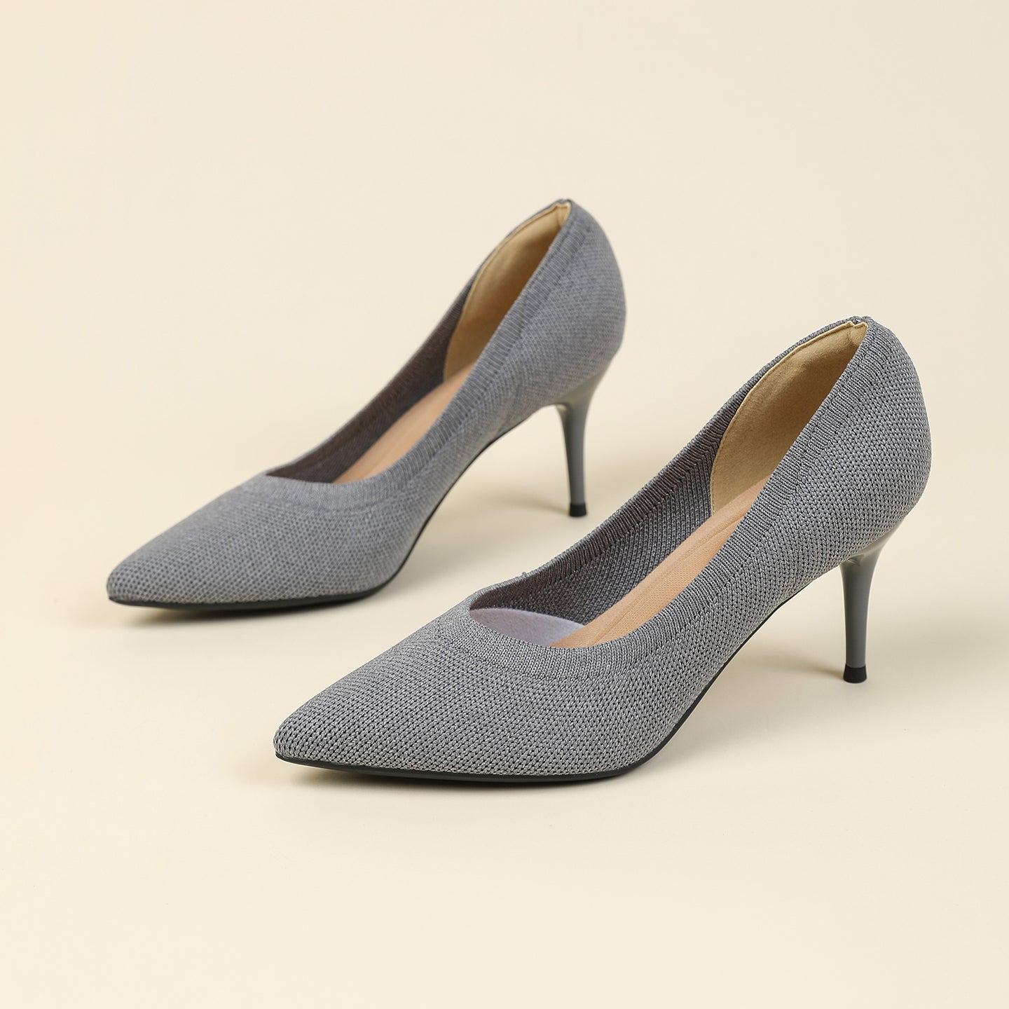 尖頭浅口スティレットヒールパンプス 7.5cmヒール