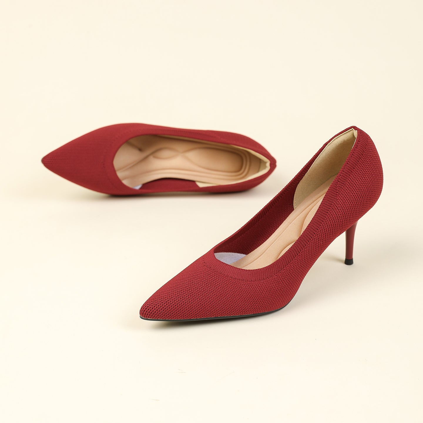 尖頭浅口スティレットヒールパンプス 7.5cmヒール