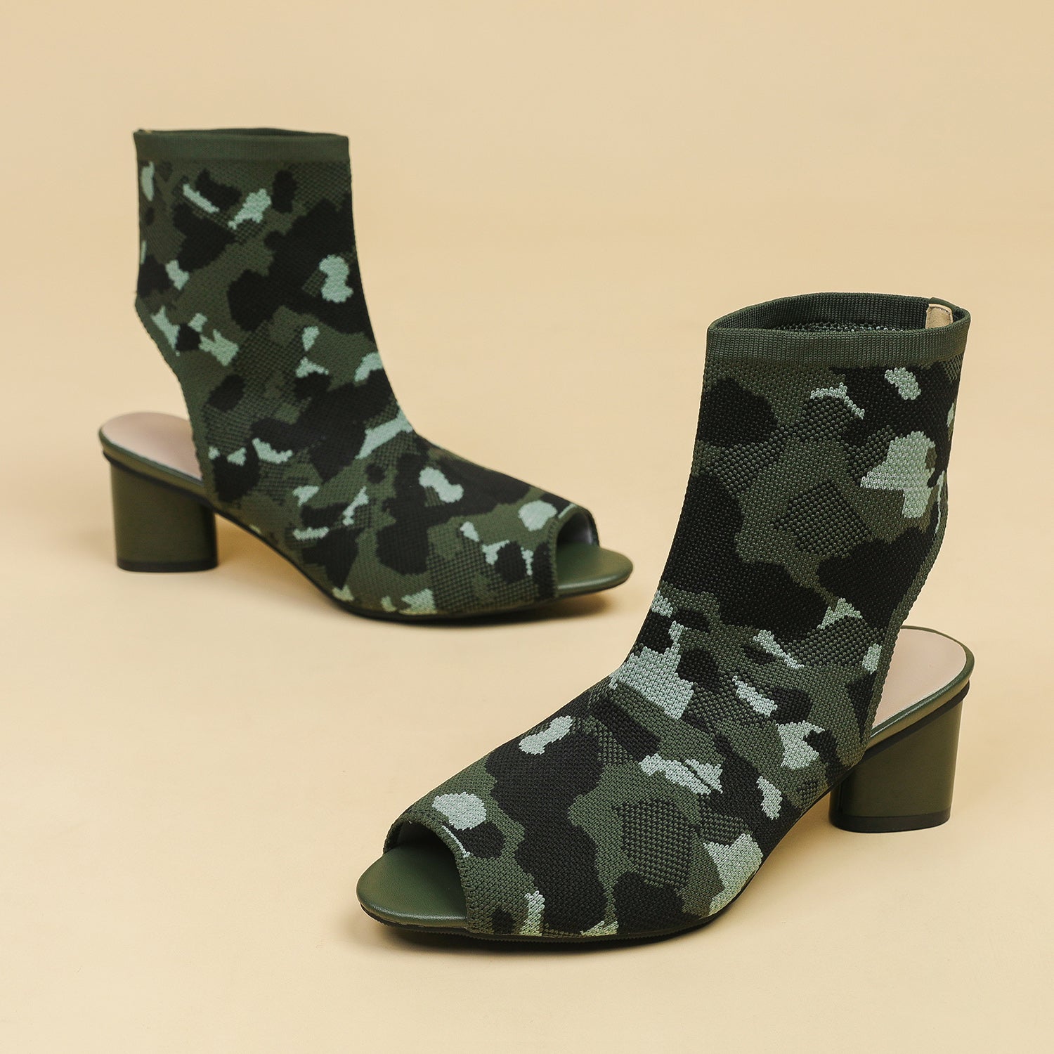 オープントゥ ポインテッドトゥ 5cmチャンキーヒール サンダル