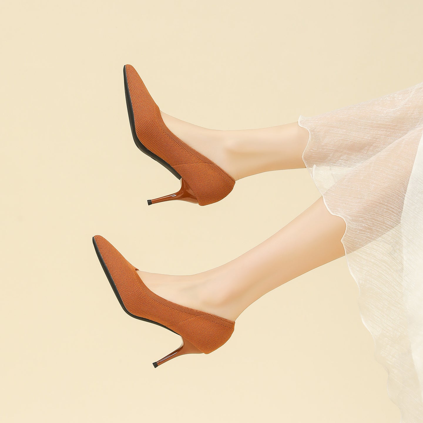 尖頭浅口スティレットヒールパンプス 7.5cmヒール