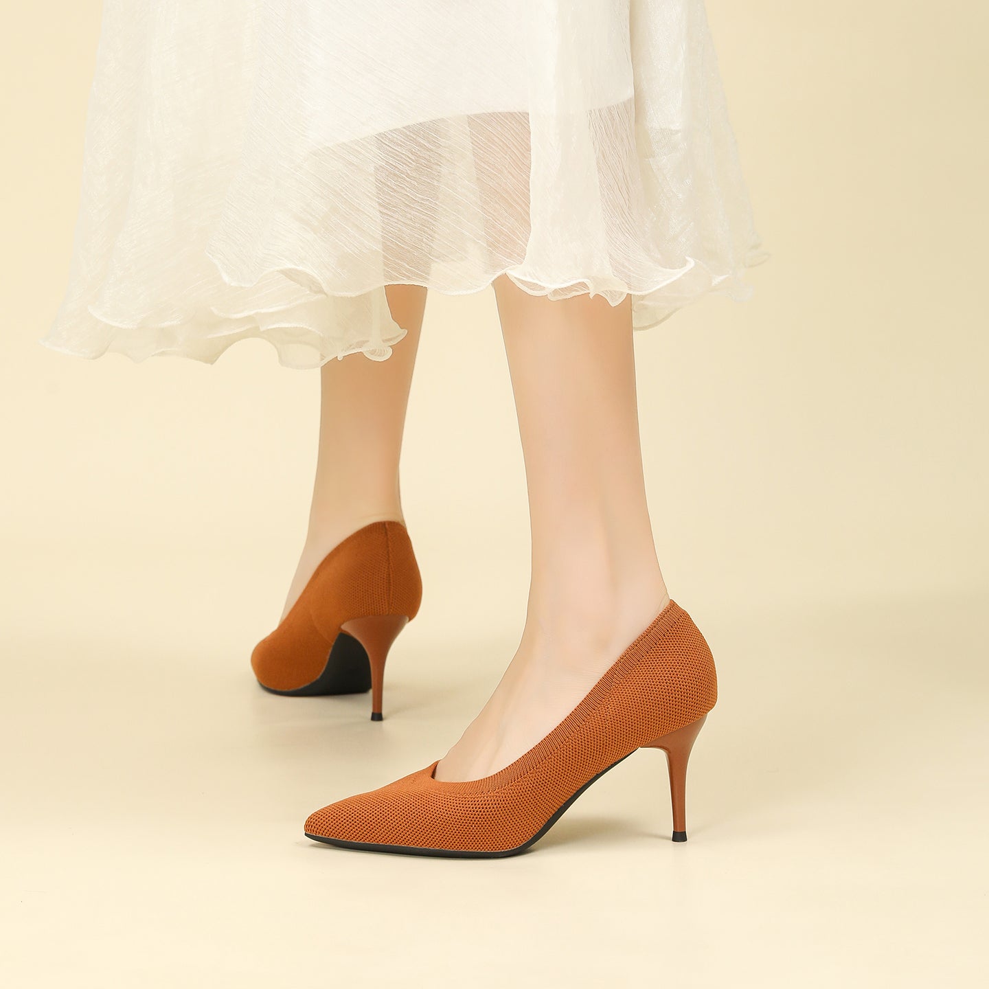 尖頭浅口スティレットヒールパンプス 7.5cmヒール