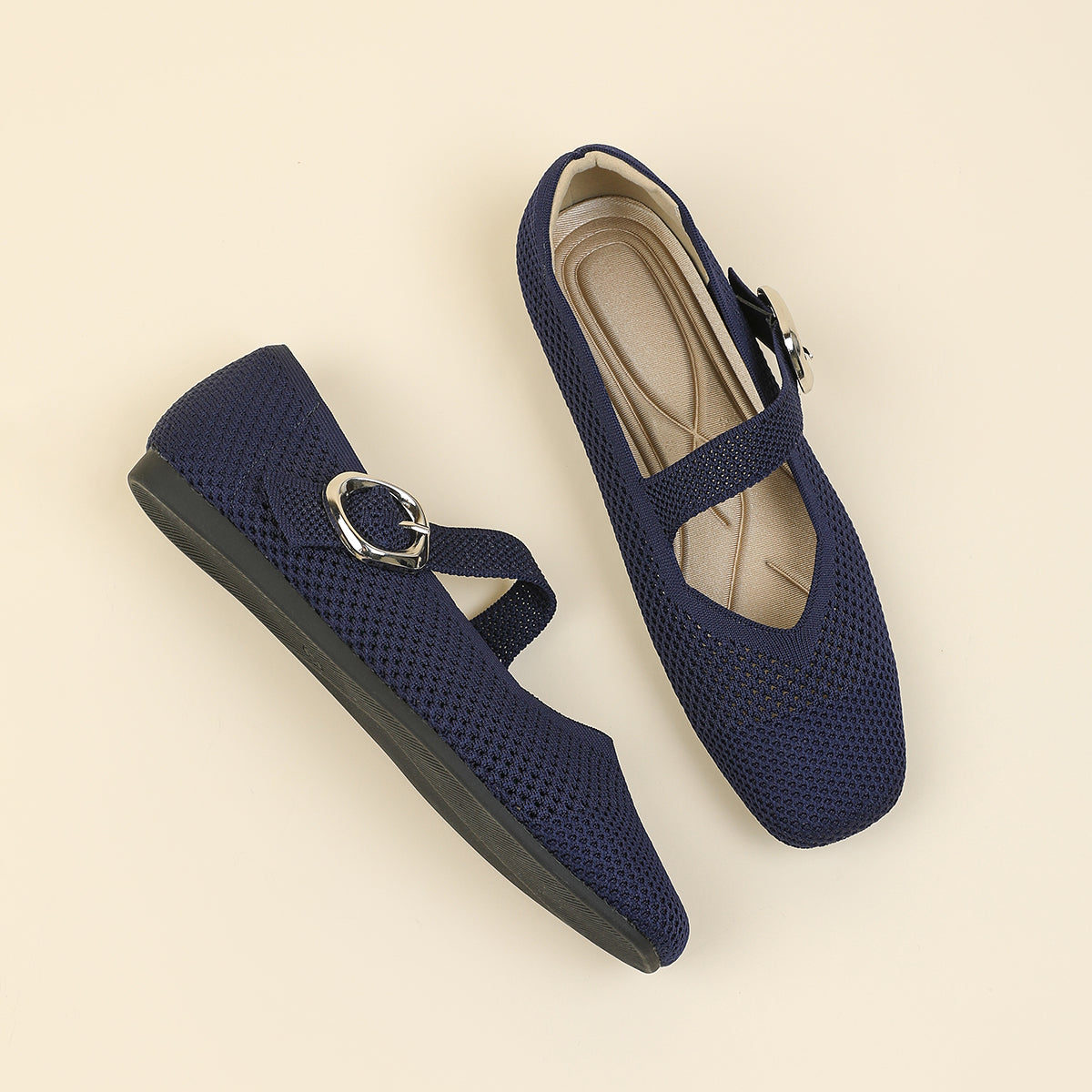 メッシュ ストラップ メリージェン フラットシューズ