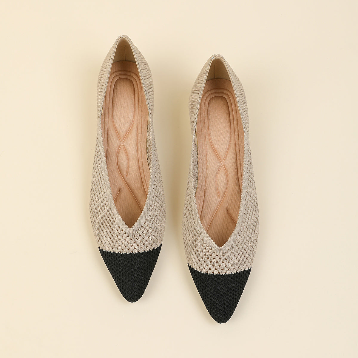 尖頭 メッシュ ウェッジシューズ レディース