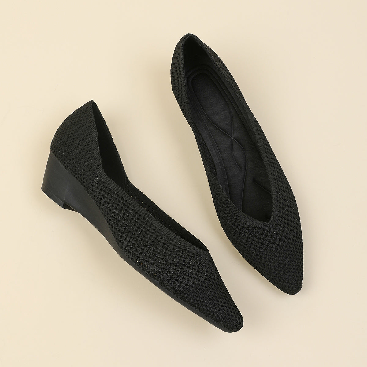 尖頭 メッシュ ウェッジシューズ レディース