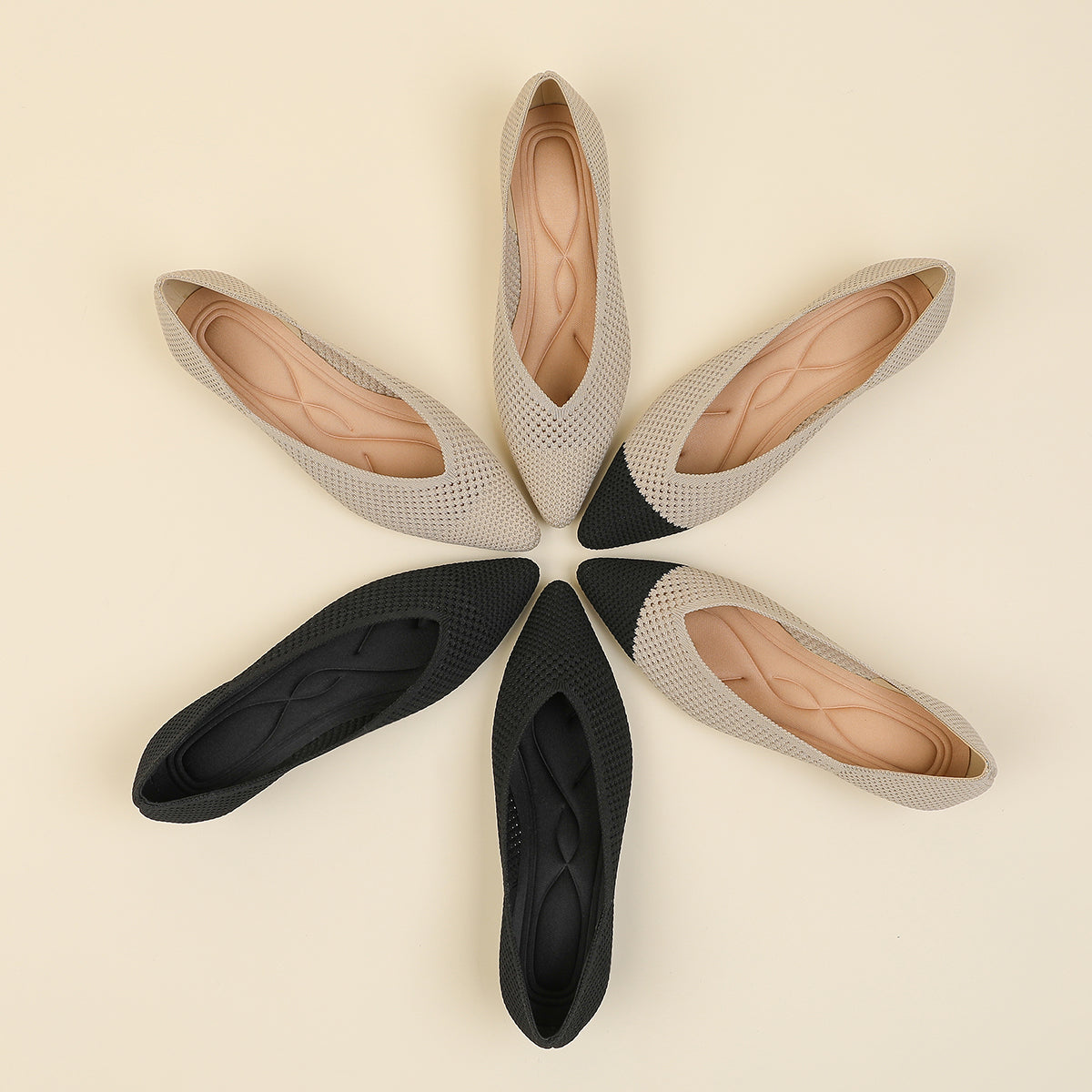 尖頭 メッシュ ウェッジシューズ レディース