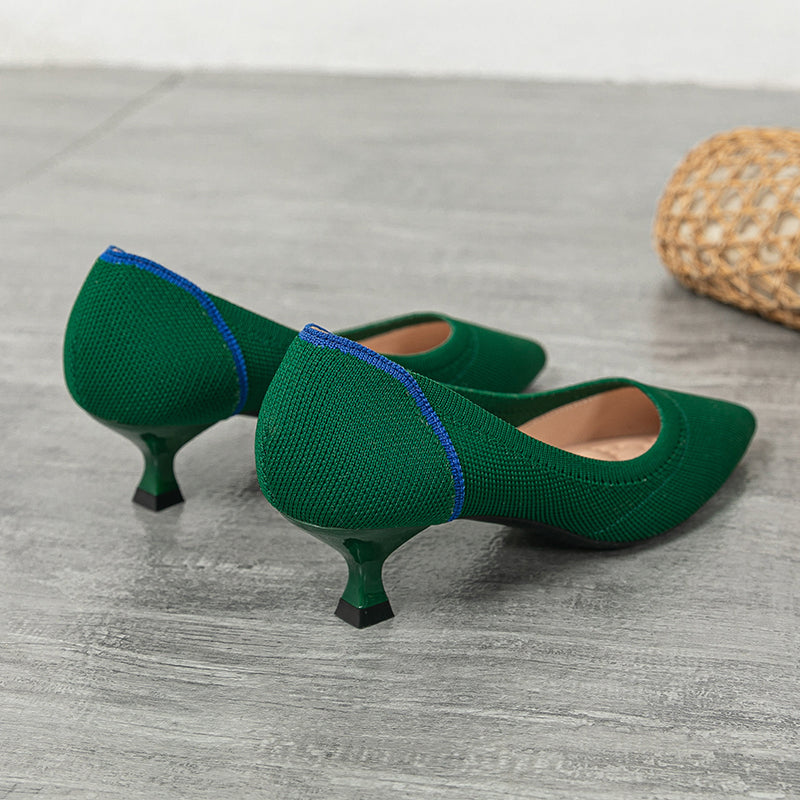 尖ったトゥの浅口プリンセスパンプス・ミドルハイヒール