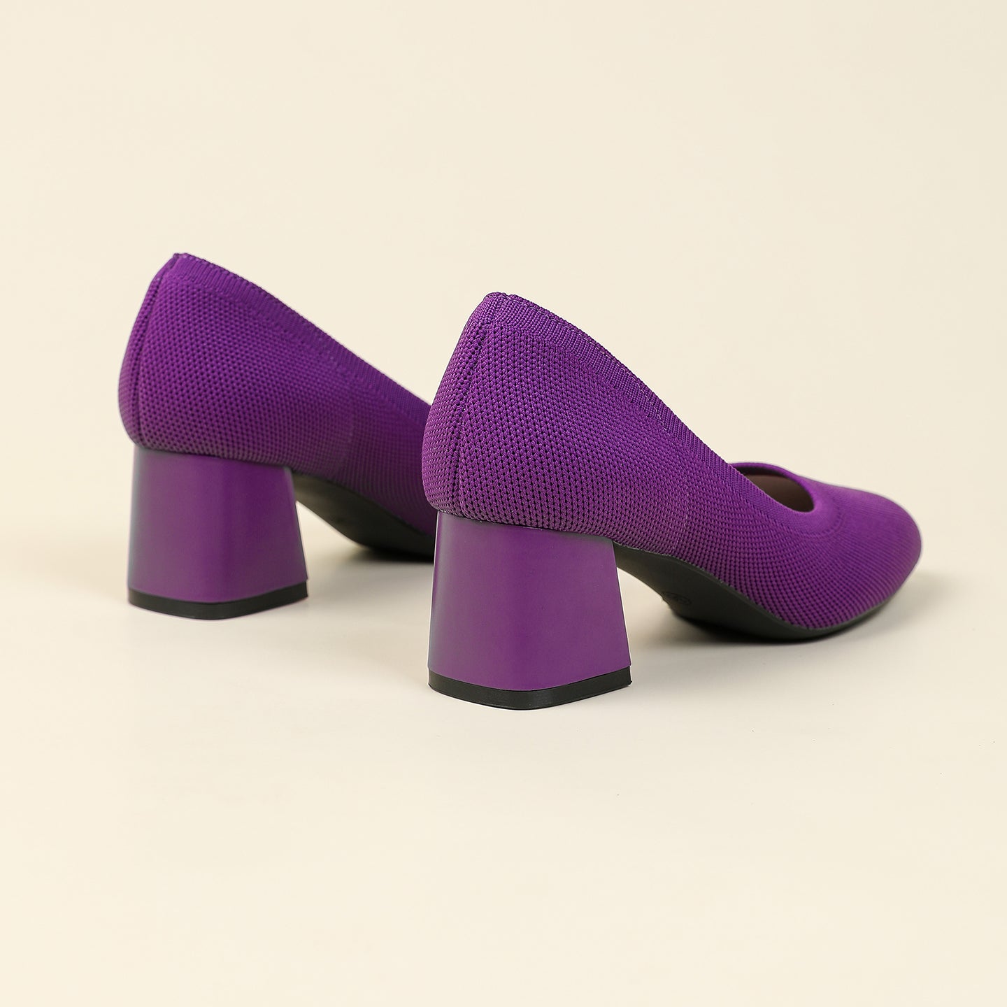 浅口ニットパンプス 5.5cmチャンキーヒール