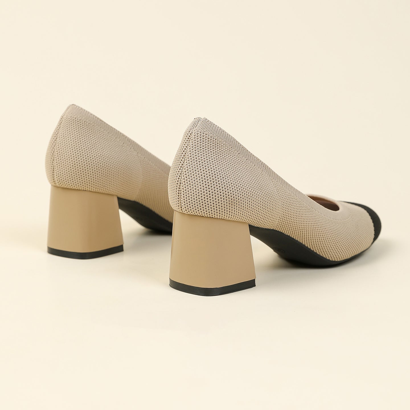 浅口ニットパンプス 5.5cmチャンキーヒール