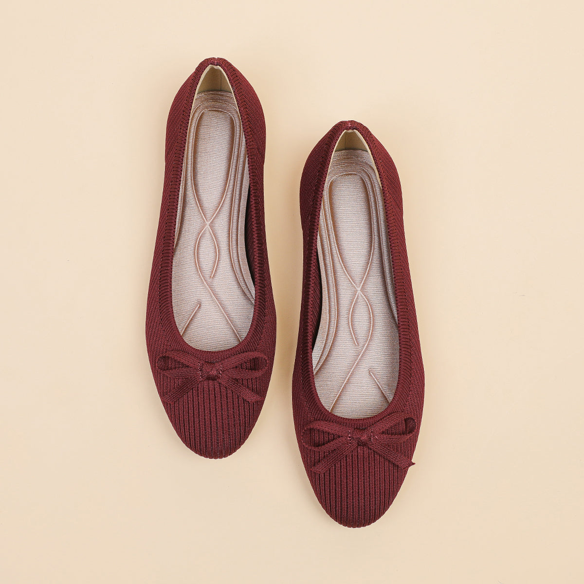 リボン付き カジュアル フラットシューズ