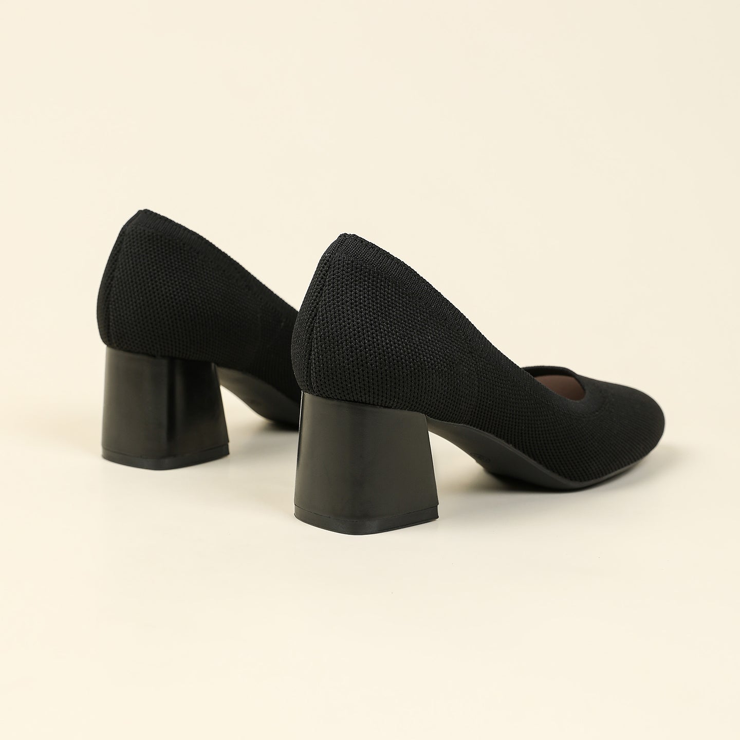 浅口ニットパンプス 5.5cmチャンキーヒール