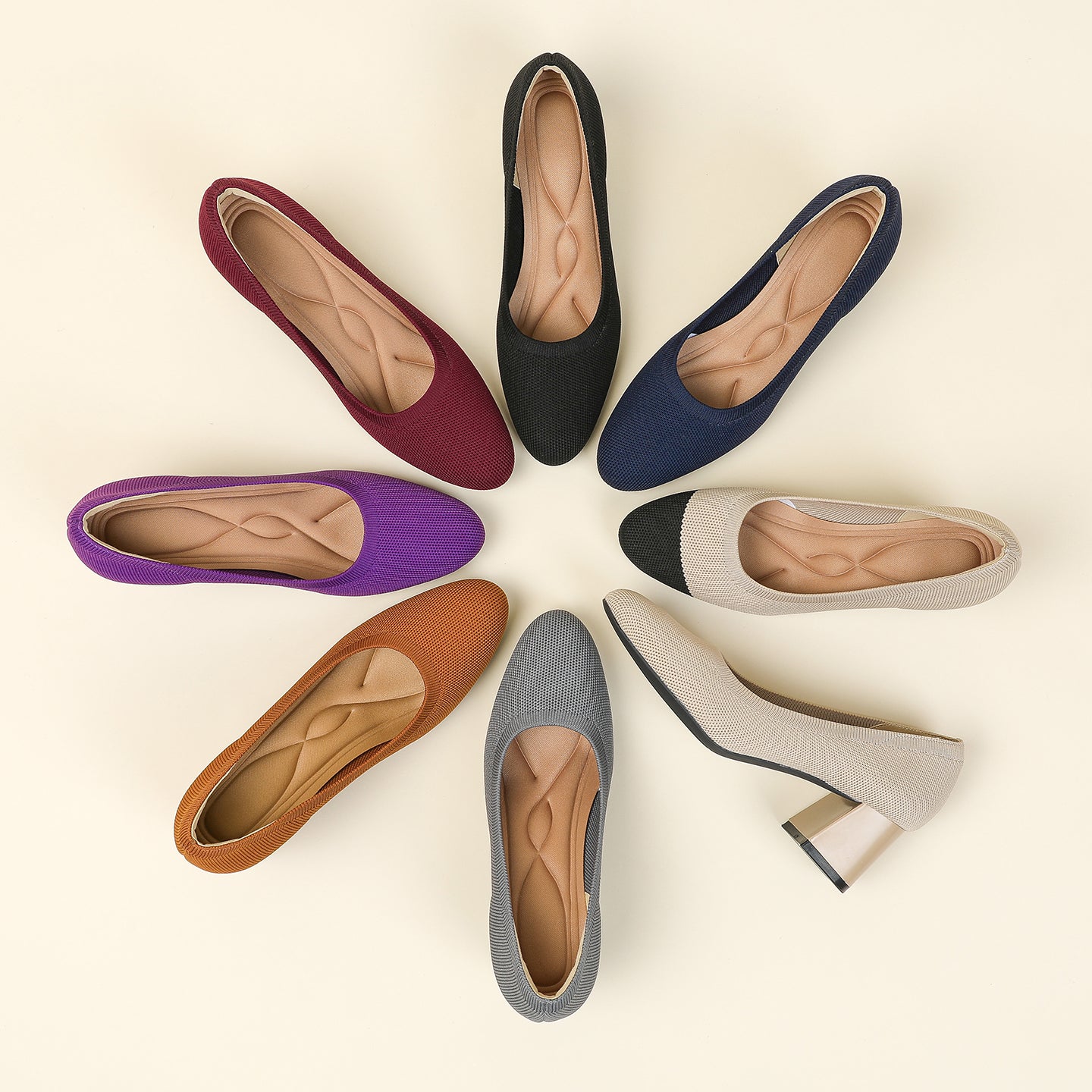 浅口ニットパンプス 5.5cmチャンキーヒール