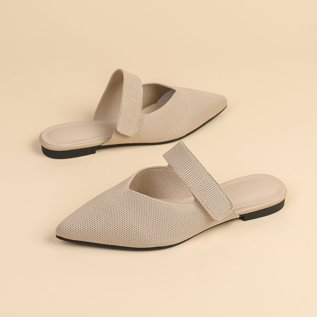 一字ストラップ マジックテープ フラットサンダル