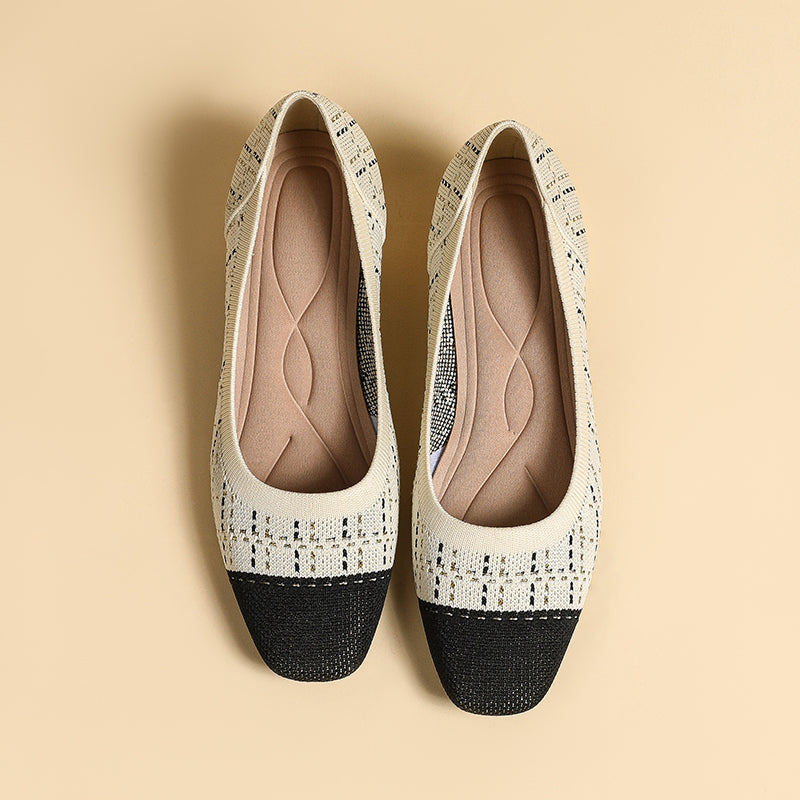 方頭王妃シューズ 太ヒールパンプス 4cmミドルヒール