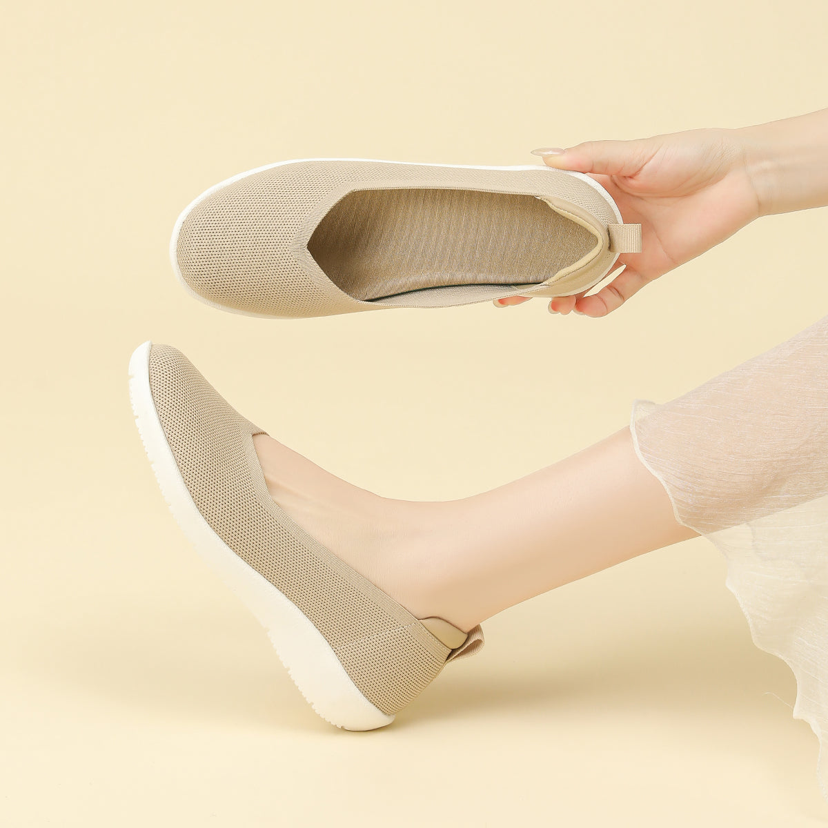 ラウンドトゥニット厚底ローファー