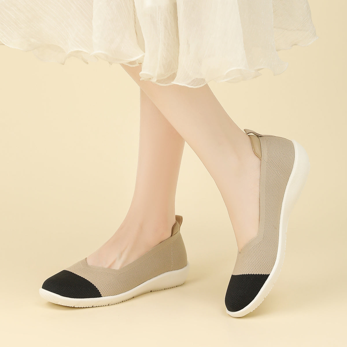 ラウンドトゥニット厚底ローファー