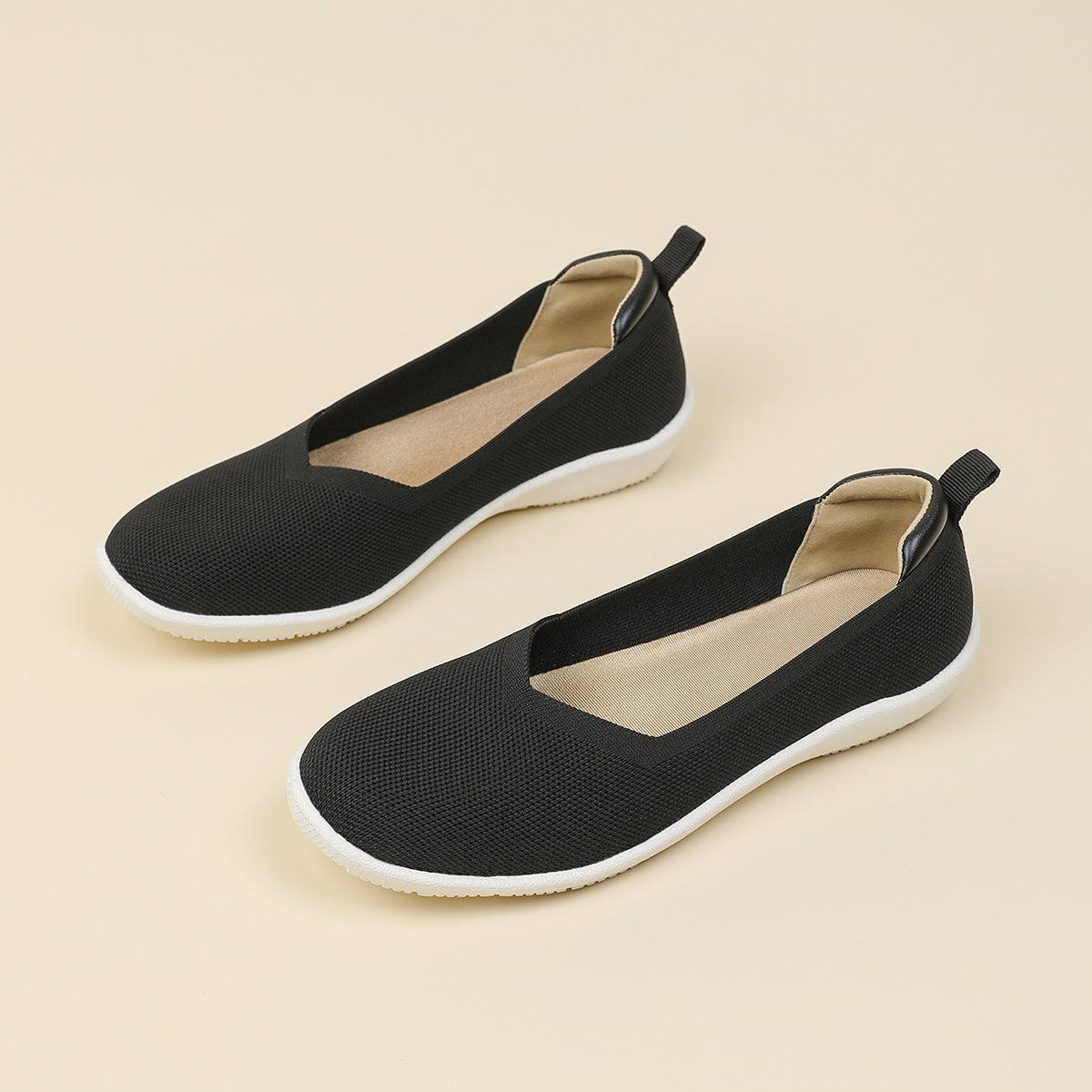 ラウンドトゥニット厚底ローファー