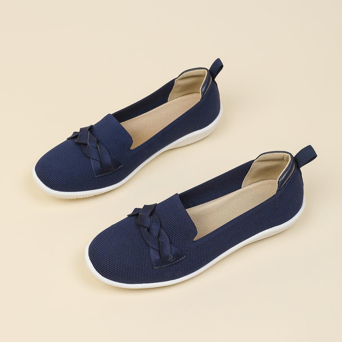 ラウンドトゥニット厚底ローファー