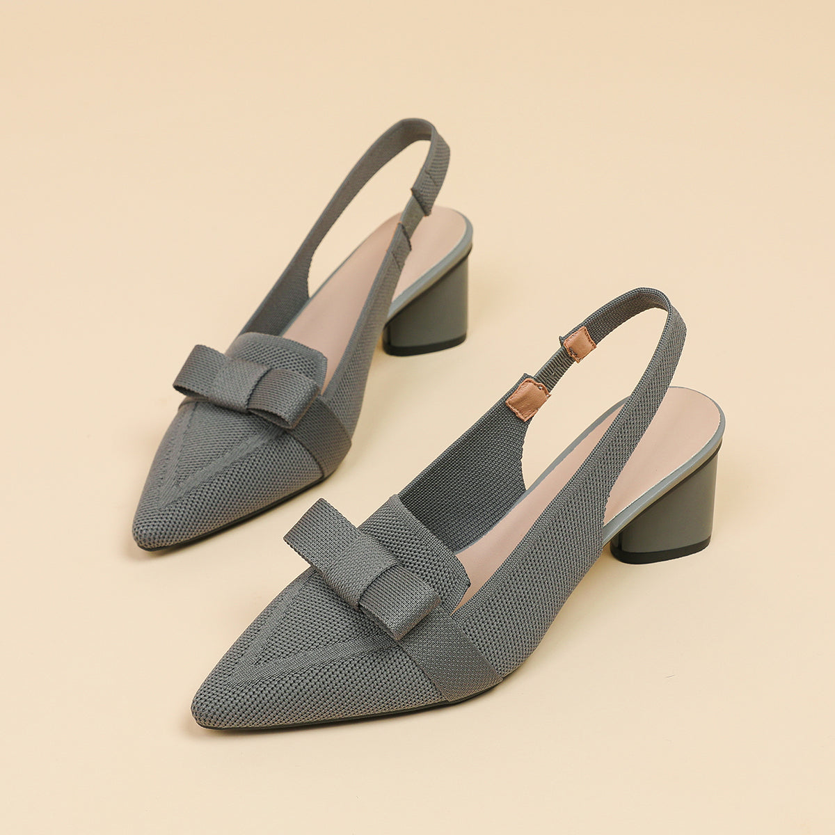 包頭浅口 蝶結び 5.5cmチャンキーヒール サンダル