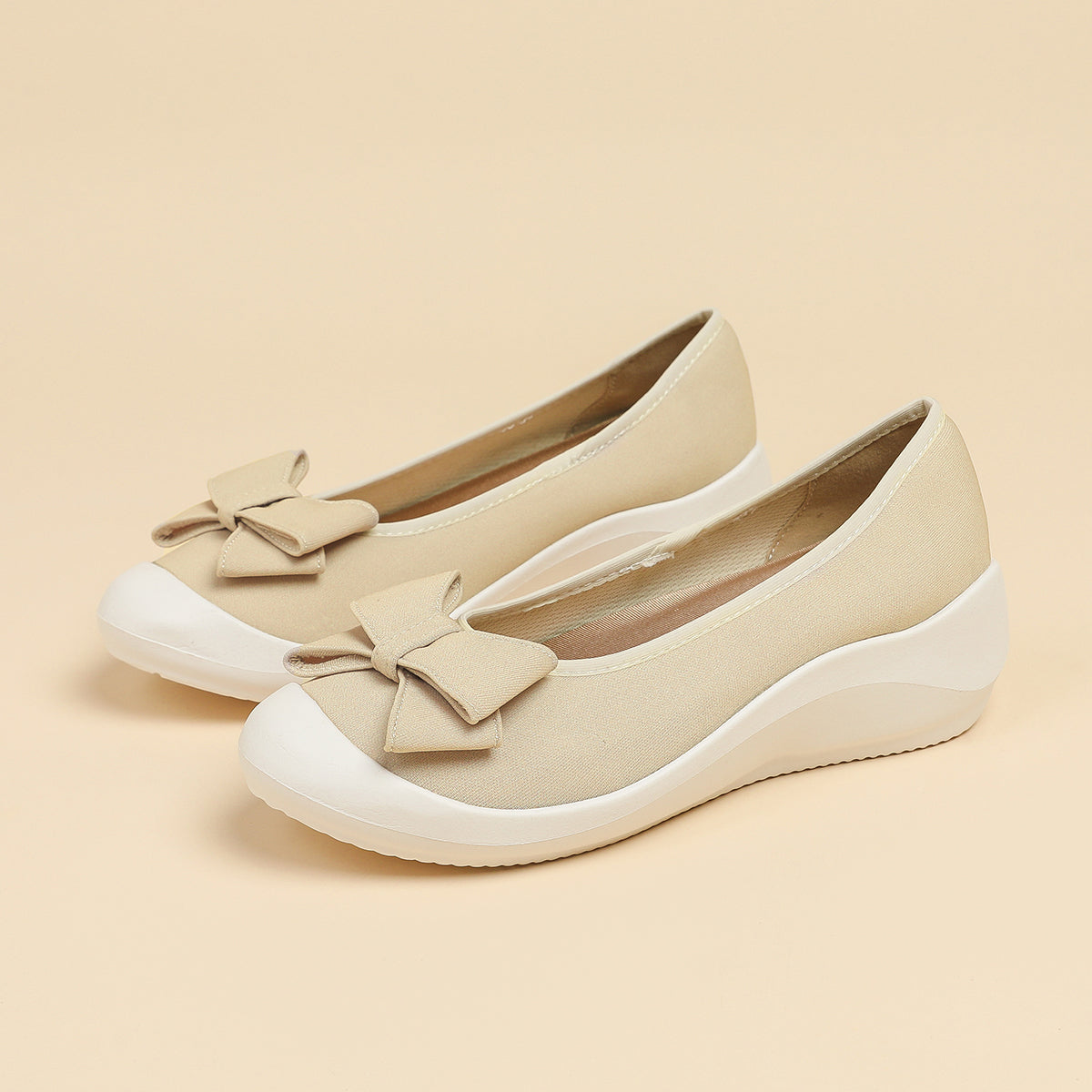 リボン厚底ウェッジシューズ 超軽量デザイン