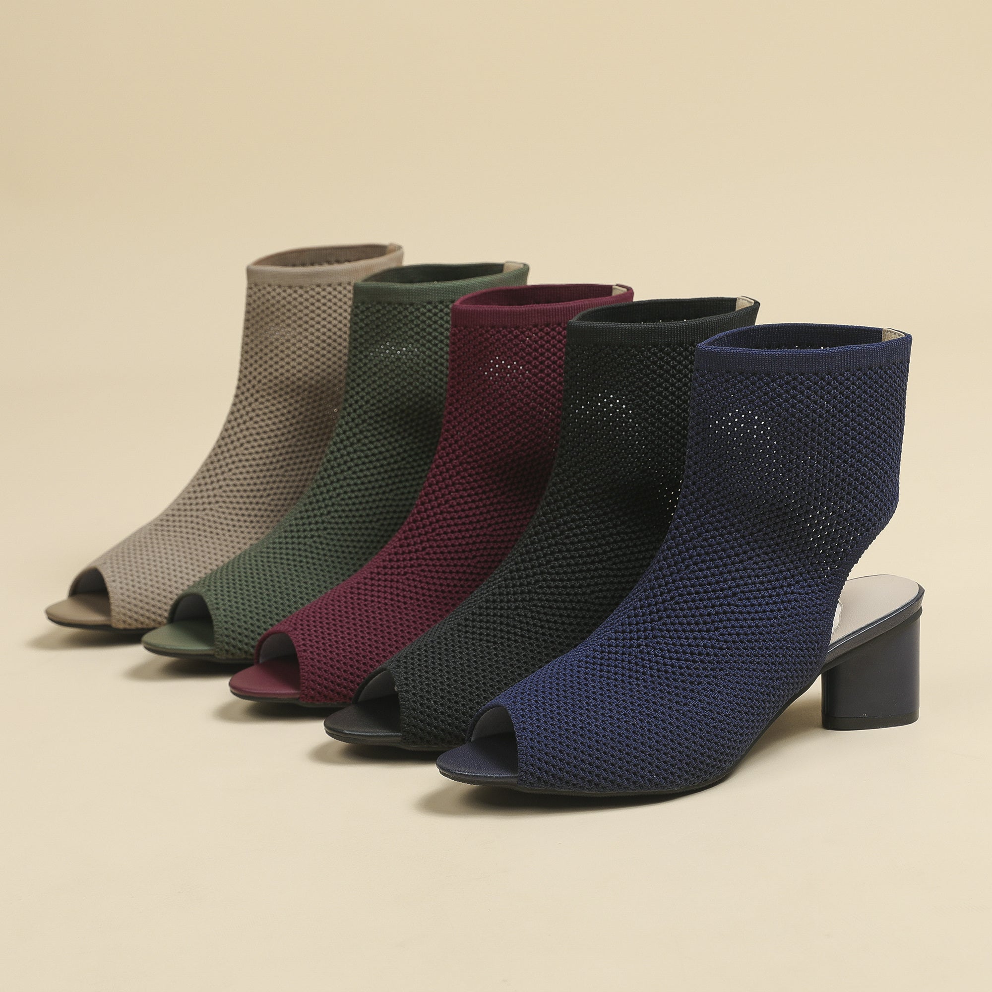 オープントゥ ポインテッドトゥ 5cmチャンキーヒール サンダル