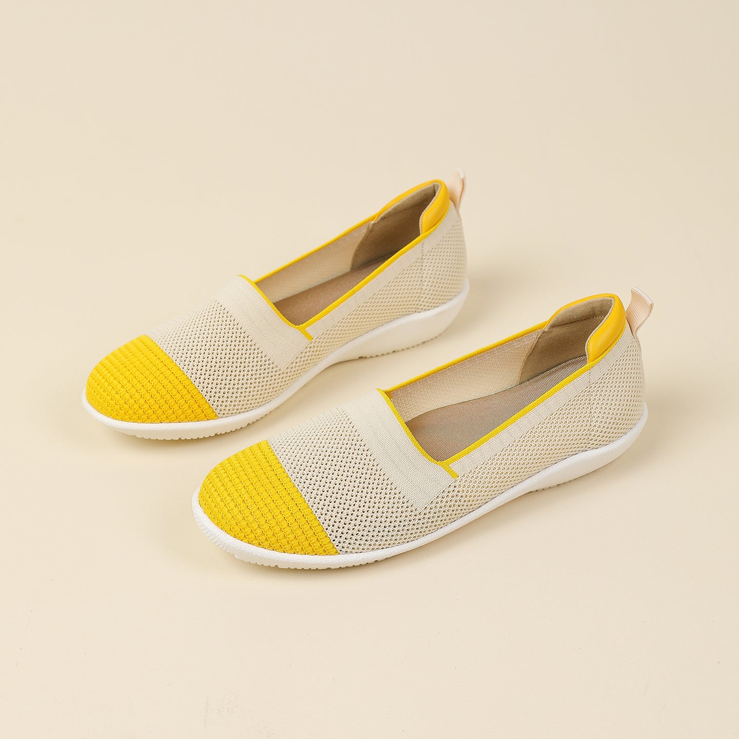 ニット切り替え 厚底 ローファー カジュアルシューズ