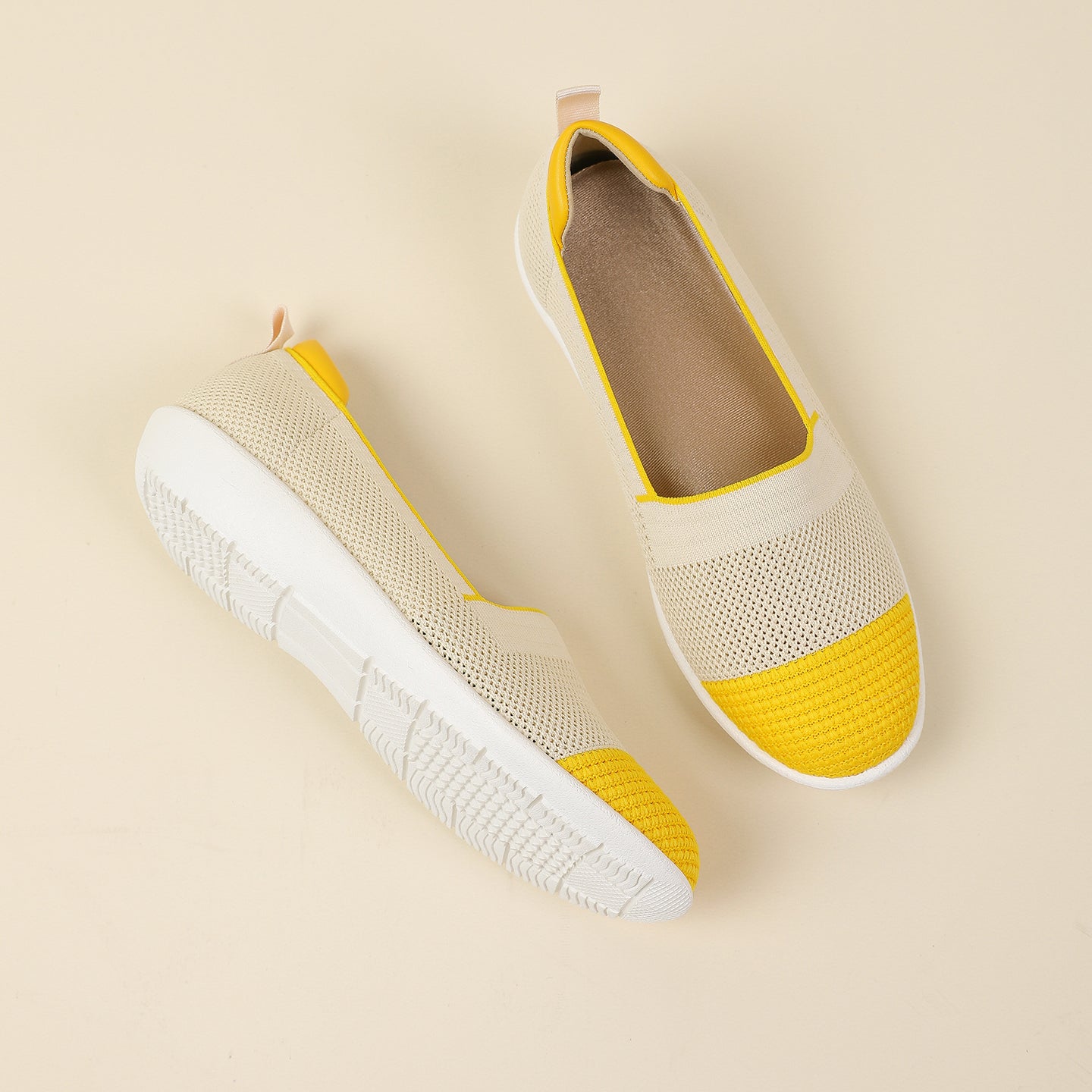 ニット切り替え 厚底 ローファー カジュアルシューズ