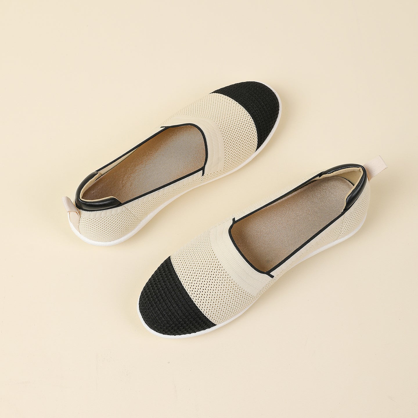 ニット切り替え 厚底 ローファー カジュアルシューズ