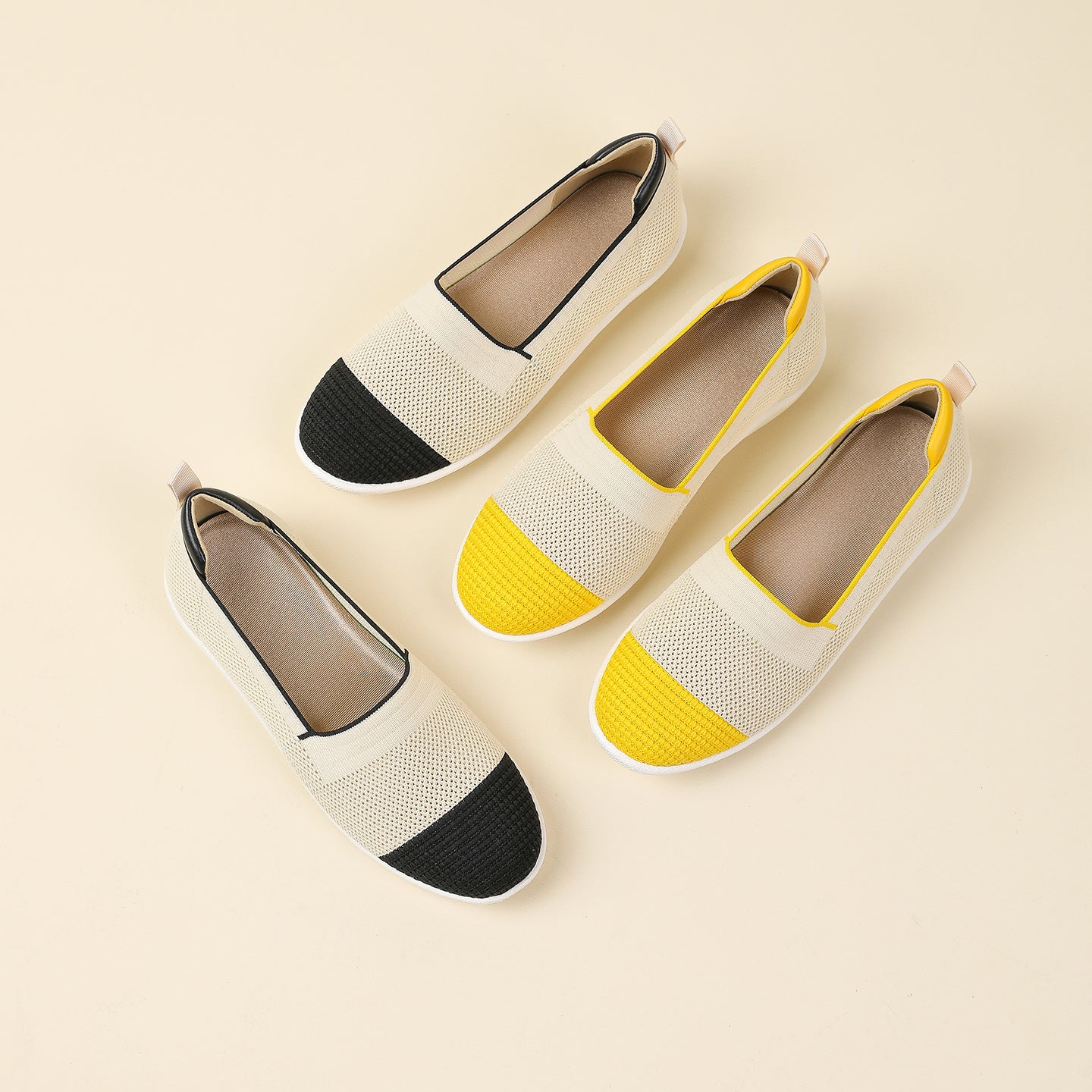 ニット切り替え 厚底 ローファー カジュアルシューズ