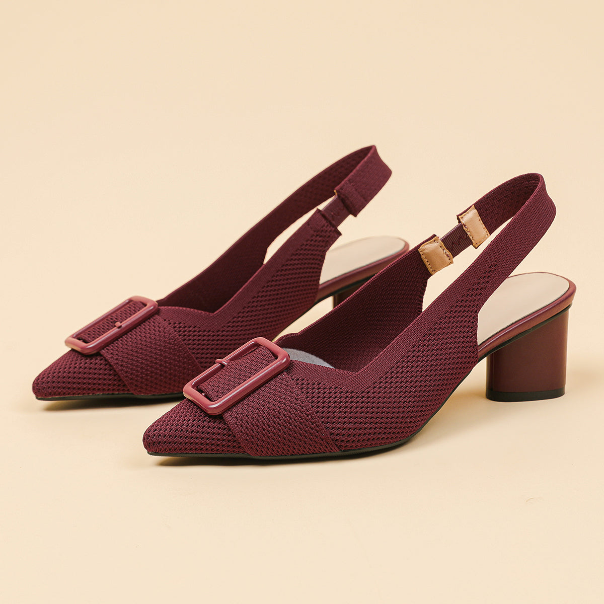 ポインテッドトゥ 浅口 太ヒールサンダル